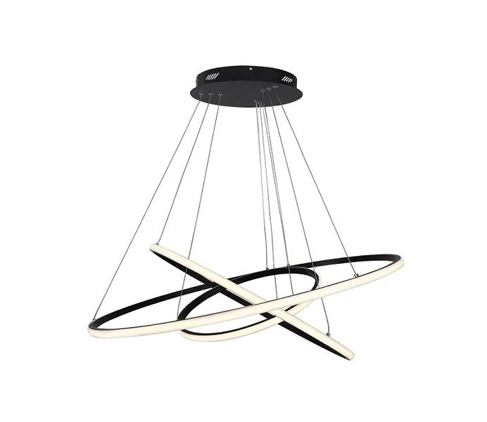 Black Three Rings LED Pendant Light Fixture for Living Room 