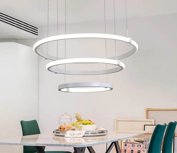 Hot Sale White Three LED Rings Hanging Light Fixture with 110W 