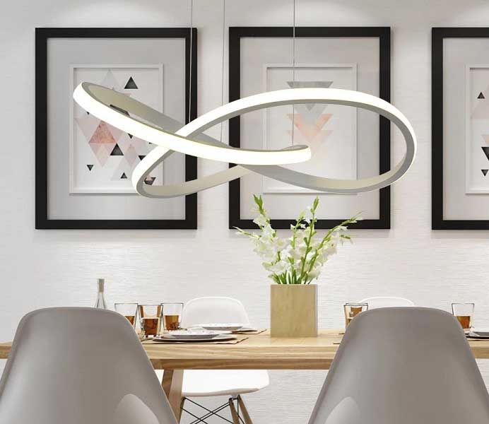 Unique Black Bending LED Pendant Lighting Fixture Chandelier 