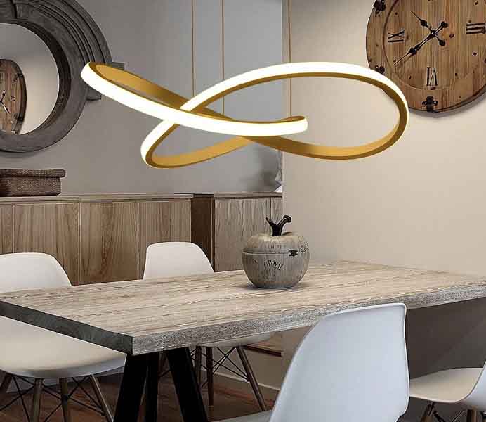 Unique Black Bending LED Pendant Lighting Fixture Chandelier 