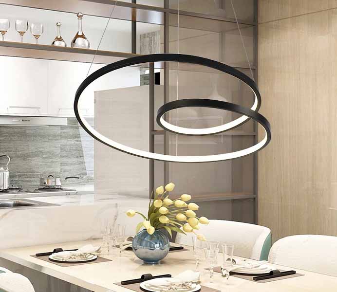 Unique Black Bending LED Pendant Lighting Fixture Chandelier 