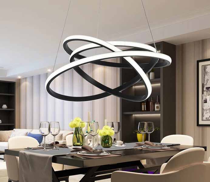 Unique Black Bending LED Pendant Lighting Fixture Chandelier 