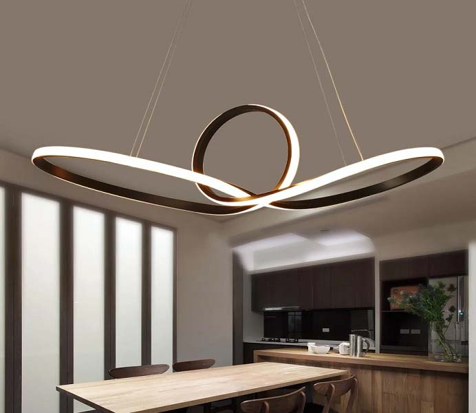 White Bending Design LED Hanging Lamp Light Fixture Chandelier