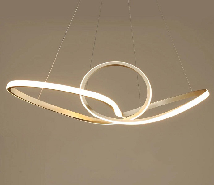 White Bending Design LED Hanging Lamp Light Fixture Chandelier