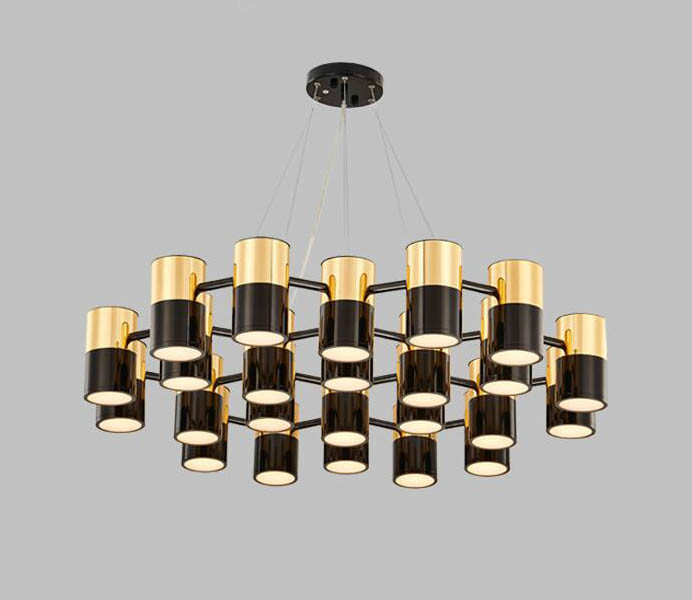 Modern Metal Gold and Black Color Large Chandelier for Lighting Projects