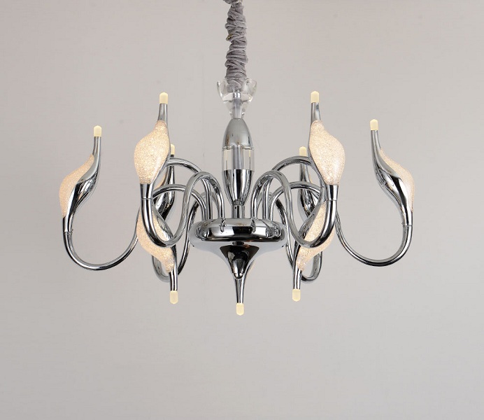 Classic Chrome Aluminum LED Swan Chandeliers for Living Room 