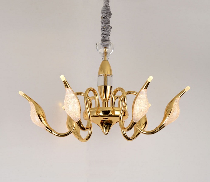 Classic Chrome Aluminum LED Swan Chandeliers for Living Room 