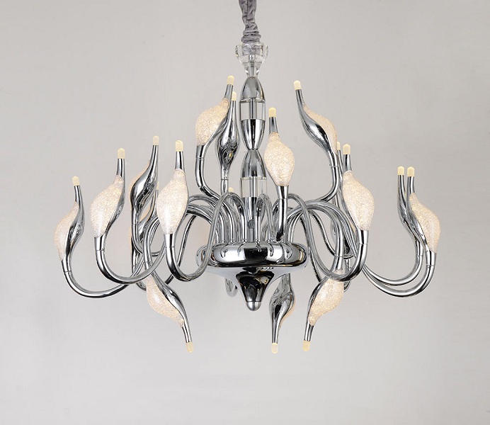 Classic Chrome Aluminum LED Swan Chandeliers for Living Room 