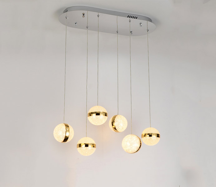 Hot Sale Round Dia 120 Acrylic Ball Pendant Lights With Gold Color