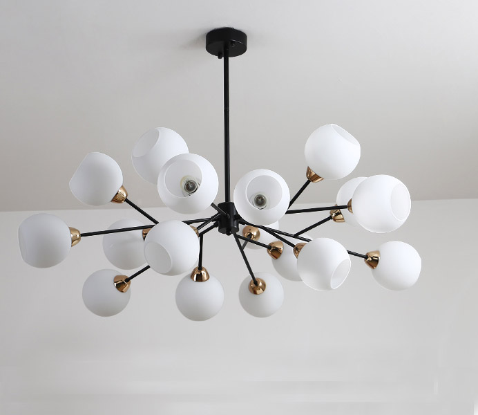 Nordic Chandelier Postmodern, Chandelier With White Glass Shades