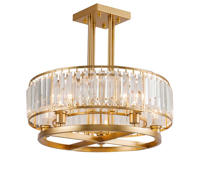 Gold 5 Lights Iron Round Chandelier with Crystal