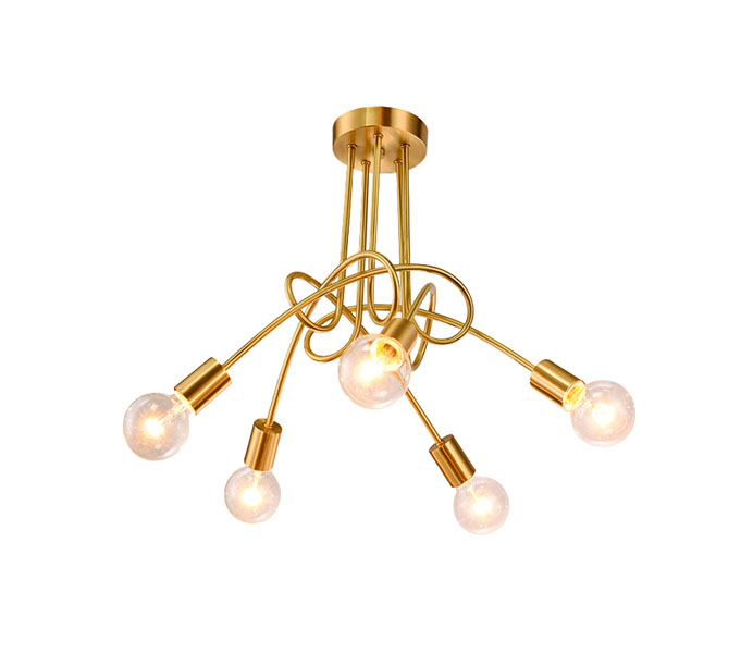 Modern Brass 5 Lights Pendant Lights with Bulb Glasses Shade