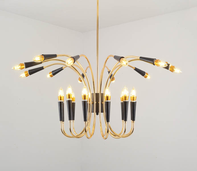Gold and Black Iron E14 24 Lights Chandeliers with 24 Lights