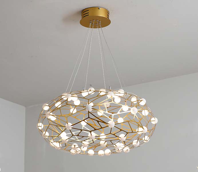 Hot Sale Modern Gold  LED Steel Pendant Light with Acrylic Shade 