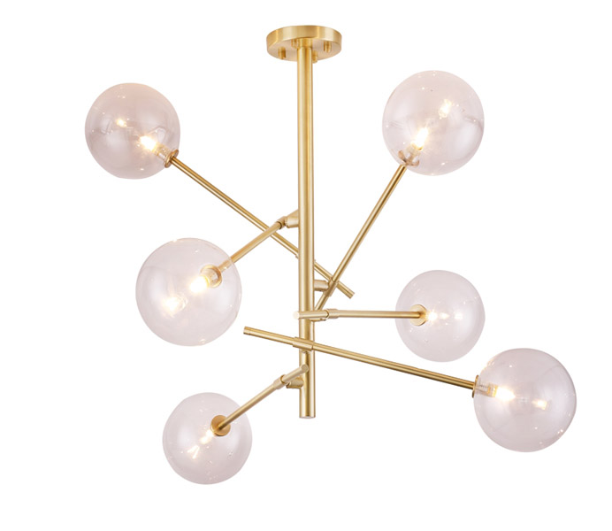 8 Lights Brass G9 Chandeliers with Glass Shade 