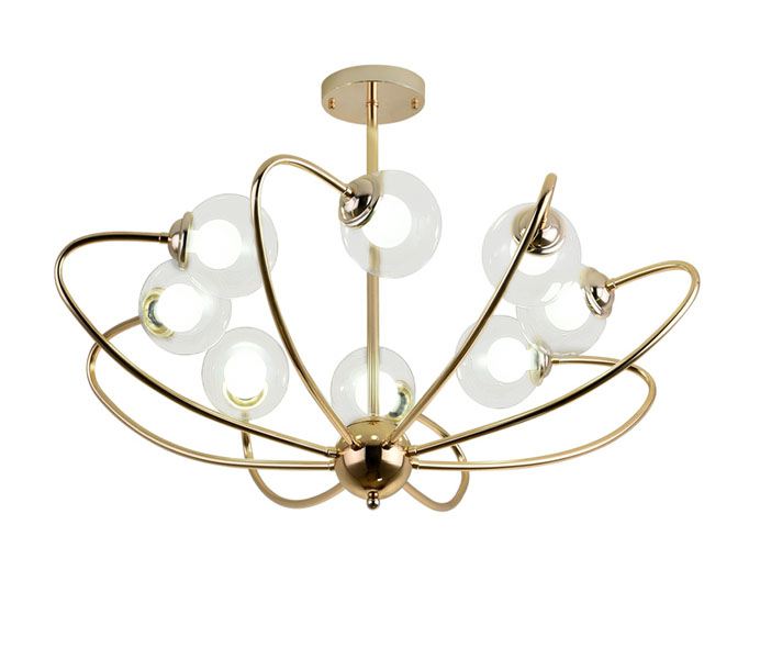 Gold 8 Lighs Bent Iron Chandeliers 