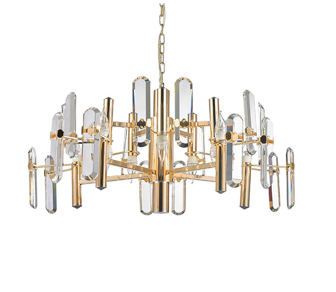 Gold 10 Lights Iron E14 Chandeliers with Crystal 