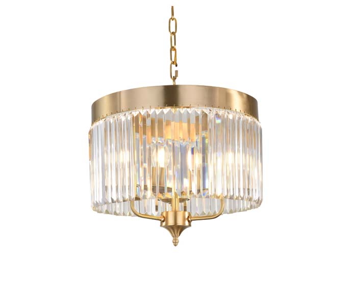 3 Lights Brass Chandeliers with Crystal Shade 