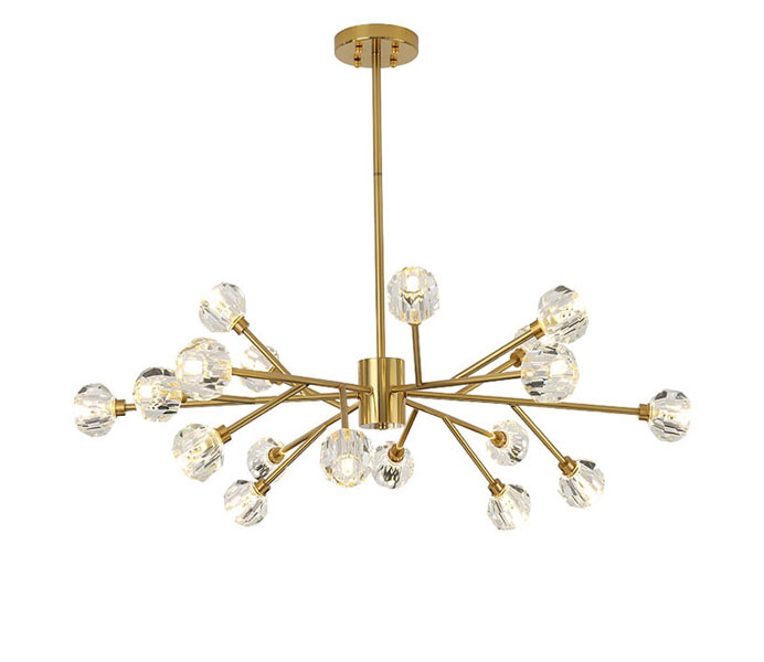 Hight quality 18 Lights Brass G9 Chandelier with Crystal Shade 