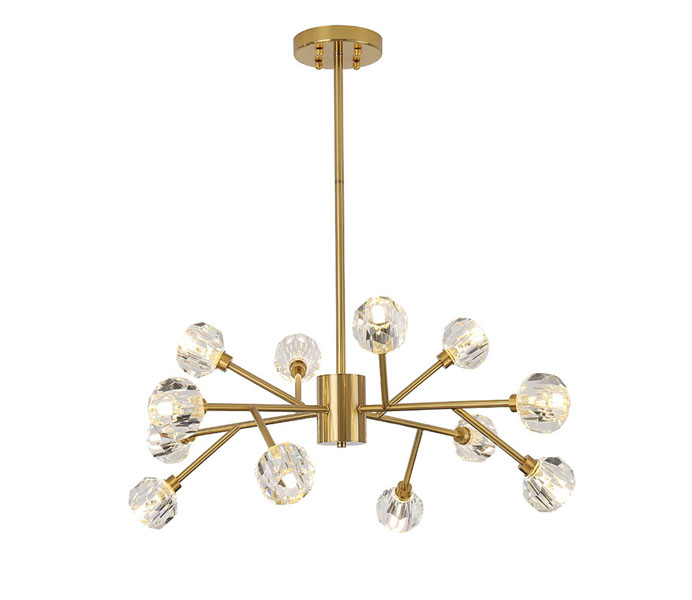 Hight quality 18 Lights Brass G9 Chandelier with Crystal Shade 