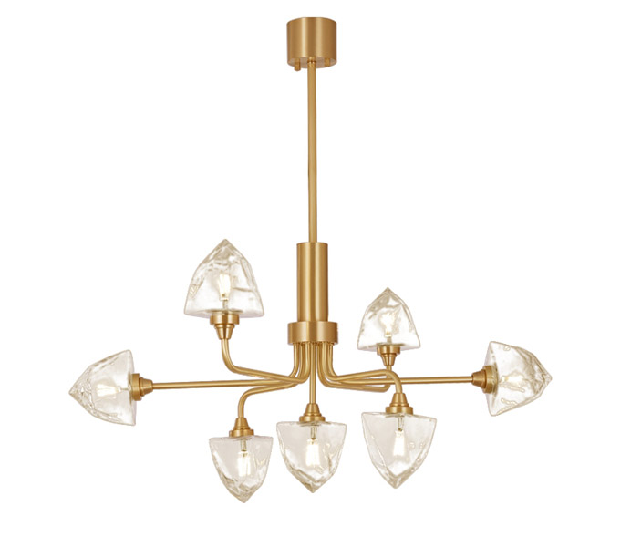 9 Lights Gold Brass Chandelier with Glass Shade 