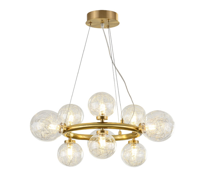 20 Lights Brass G9 Circle Chandeliers with Glass Shade 
