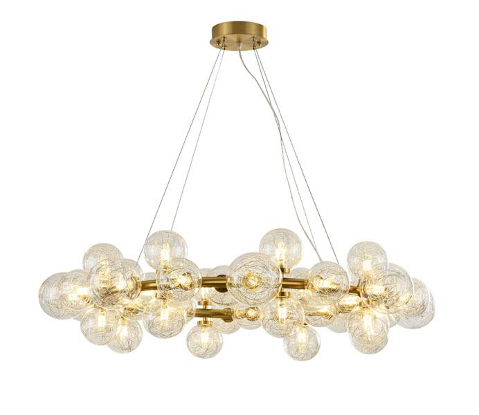 20 Lights Brass G9 Circle Chandeliers with Glass Shade 