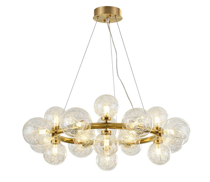 20 Lights Brass G9 Circle Chandeliers with Glass Shade 