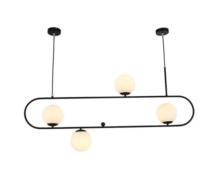 Black 3 Lights E27 Iron Pendant Light with Glass 