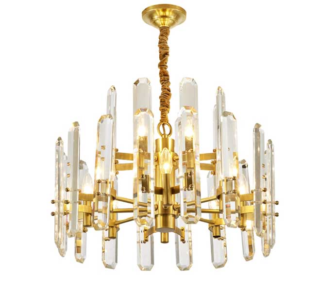 Affordable Luxury Gold Brass E14 Chandelier with Crystal 