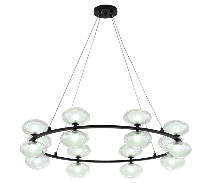 Upward and Downward 8 Lights Iron Black Chandeliers with Glass