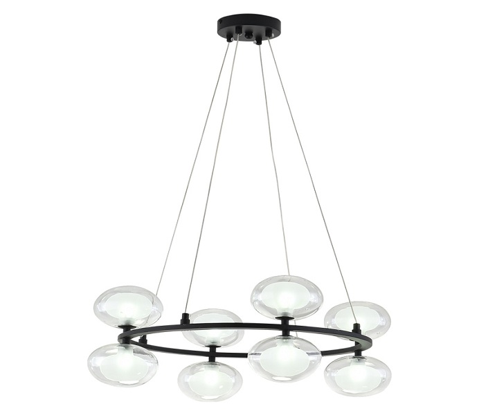 Upward and Downward 8 Lights Iron Black Chandeliers with Glass