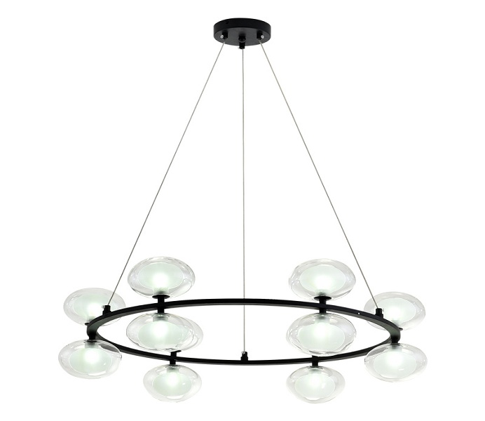 Upward and Downward 8 Lights Iron Black Chandeliers with Glass