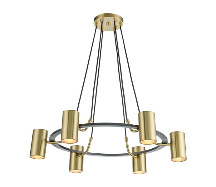 Modern Gold Circle 6 Lights Chandeliers with Brass 