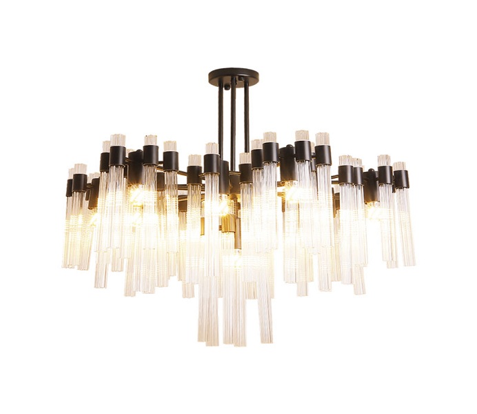 Dia 600 Iron Black Chandelier with Tube Glass 