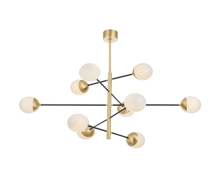 Classic Brass Ball Chandelier with 10 Lights