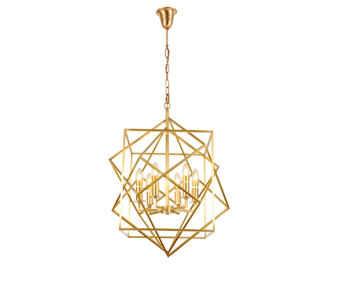 Brass E14 Geometric Gold Chandelier with 6 Lights