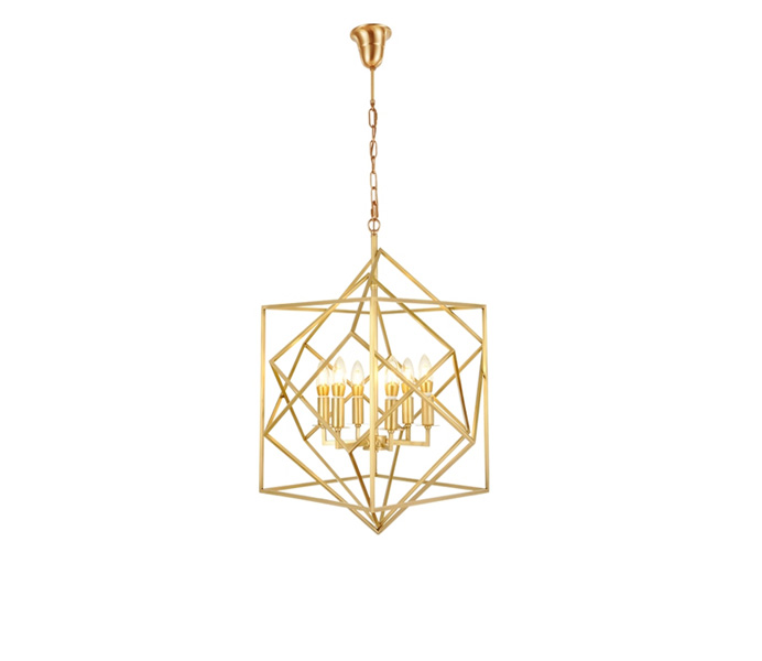 Brass E14 Geometric Gold Chandelier with 6 Lights