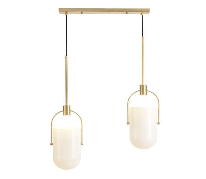 Brass LED Dia 180 Pendant Light with Glass Shade 