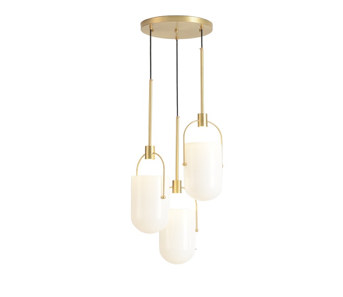 Brass LED Dia 180 Pendant Light with Glass Shade 