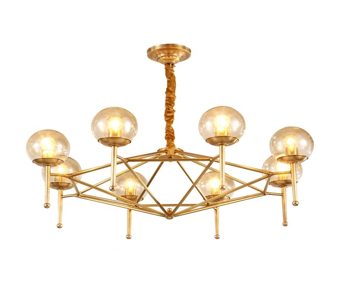 8 Light Upward Brass Gold Chandelier with E27 