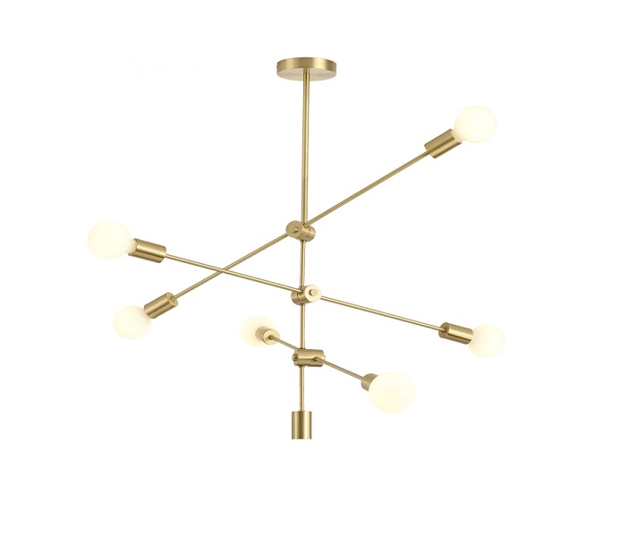 4 Lights Brass E27 Chandelier with Gold 