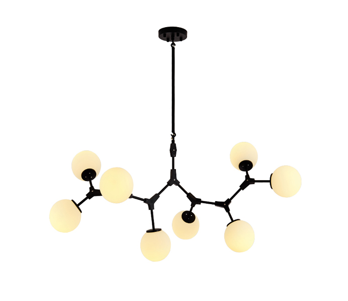 Black Molecule Iron 8 Lights Chandelier with E14 