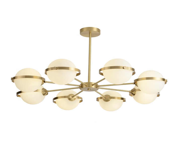 Brass 6 Lights Glass Chandelier with G9