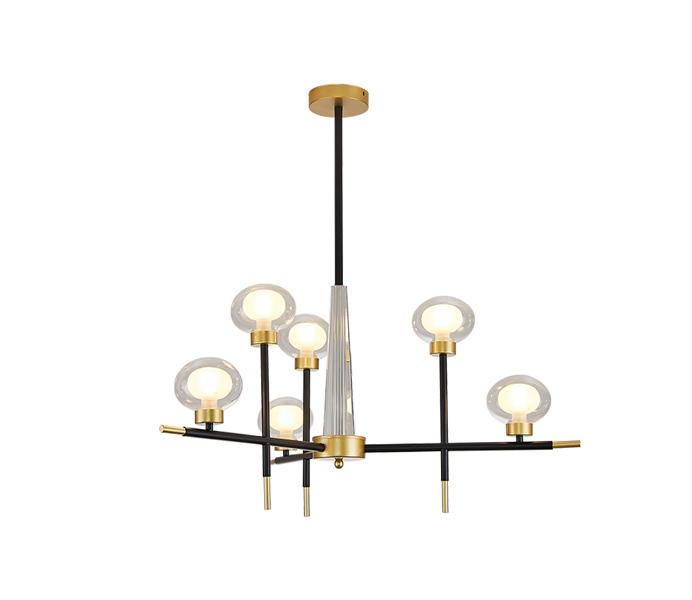 Upward 10 Light Iron Black Chandelier with Glass Shade 