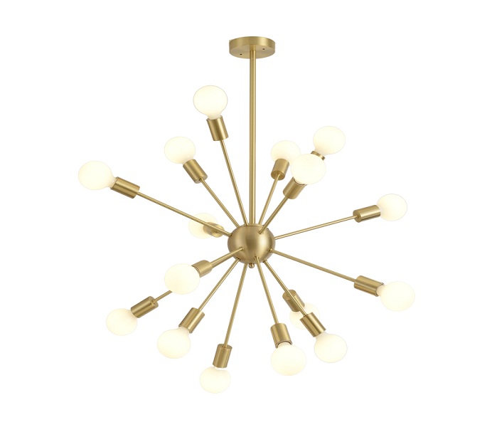 16 Lights Gold Brass Sputnik Chandeliers with E27 