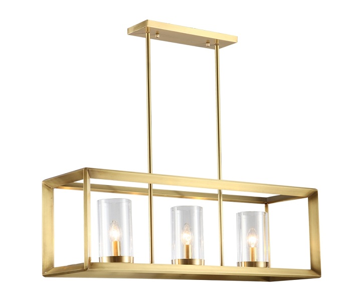 Gold Geometric Brass Pendant Lights with 3 Lights 