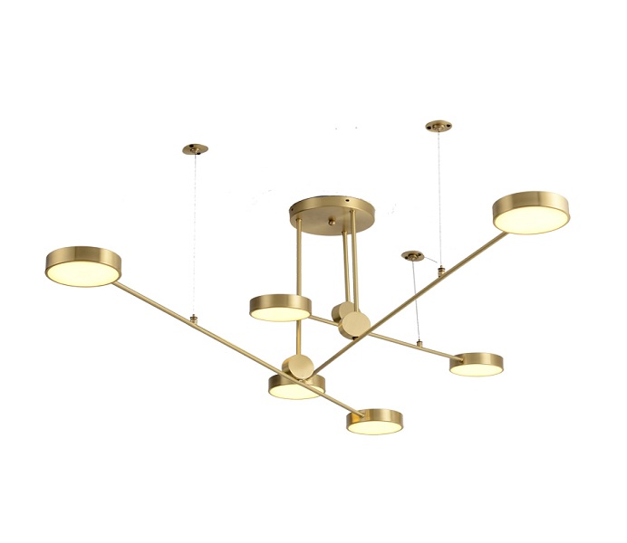 LED Brass Gold Pendant Lights with 6 Lights 