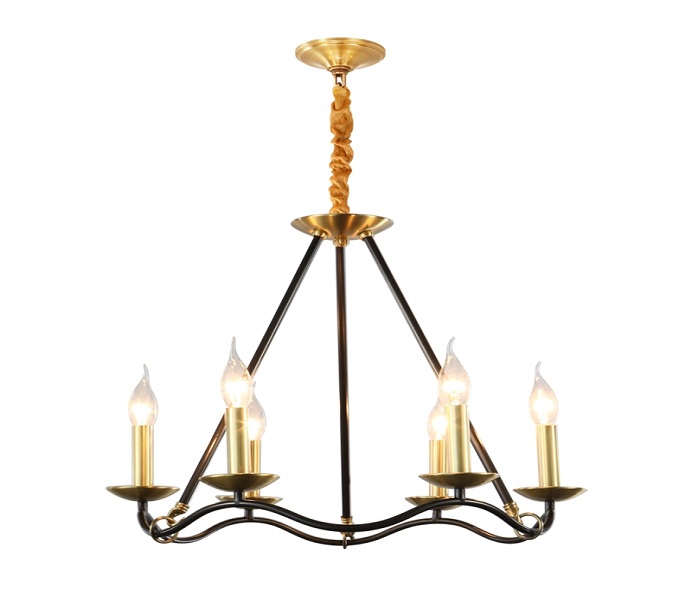 9 Lights Brass Black Chandelier with Upward Candle Lights