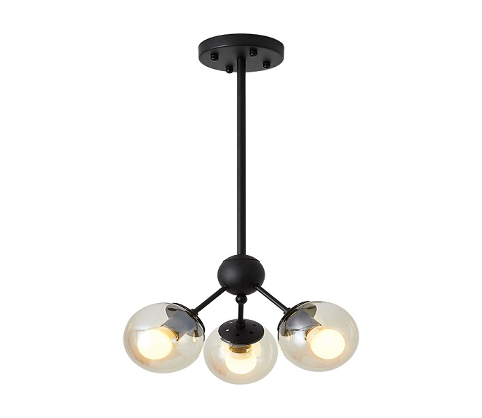 Black 3 Lights Iron Pendant Lights with E27 